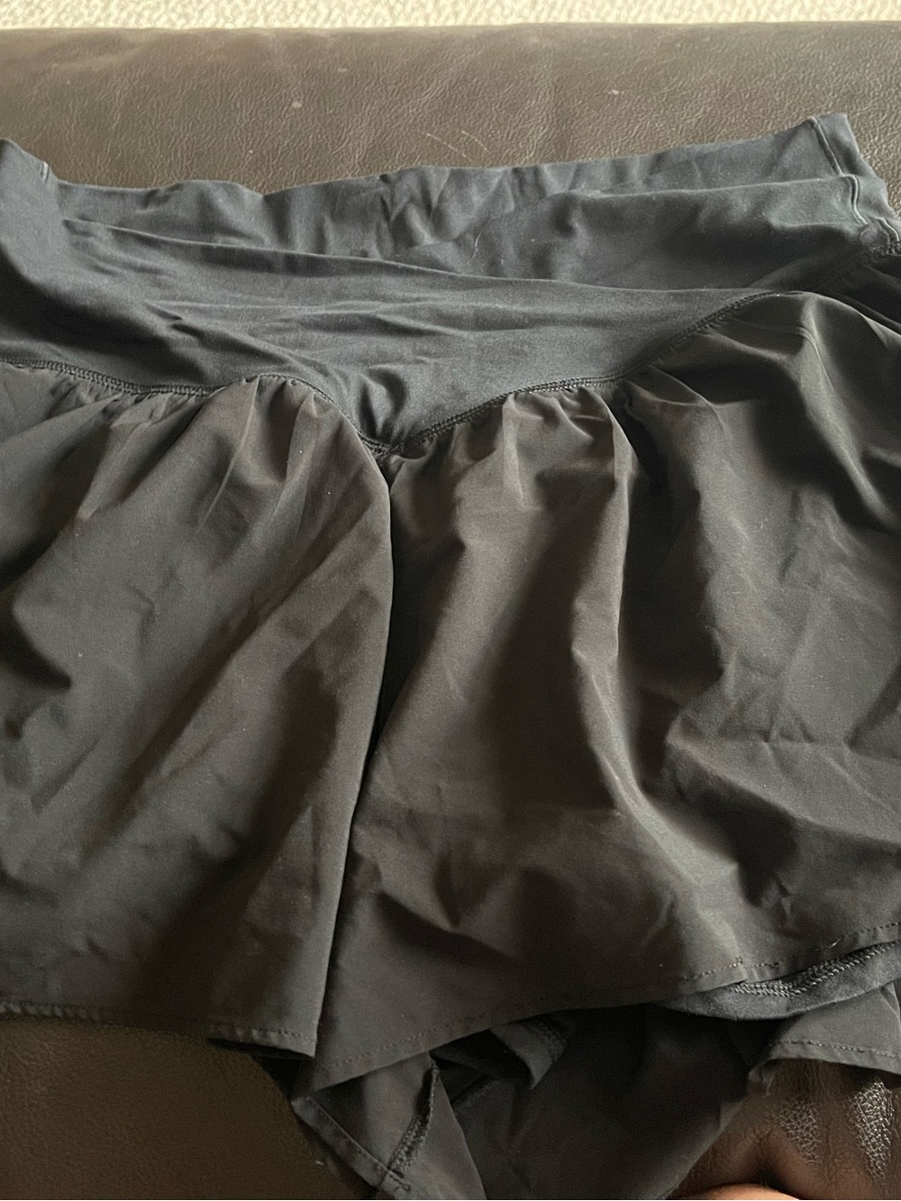 American Eagle Outfitters Black Skater Shorts with Flared Overlay